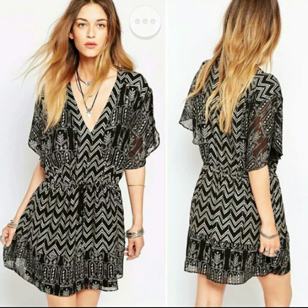Free people mini chiffon metallic dress
